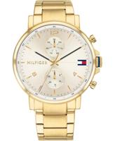 Tommy Hilfiger heren chronograaf goudkleurig roestvrijstalen armbandhorloge 44 mm