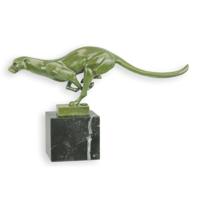 A BRONZE SCULPTURE OF A RUNNING COUGAR