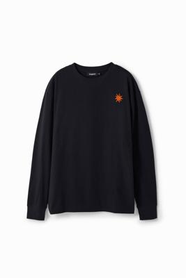 T-shirt met zon en kranten - BLACK - L