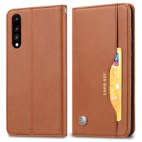 Knead huidtextuur horizontale Flip lederen case voor Huawei P20 met foto frame & houder & kaartsleuven & portemonnee (bruin)