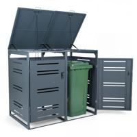 Afvalcontaineroverkapping voor 2 Afvalcontainers van 120 Liter Weerbestendig Tuinhuisje met Afsluitbare Deur