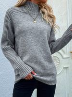 Plain Casual Yarn/Wool Yarn Sweater - thumbnail