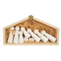 Kerststal voor kinderen - inclusief poppetjes - hout - 24 cm - kinderkamer kerststalletje