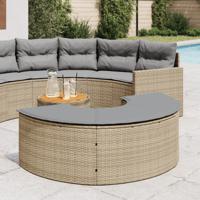 Tuinvoetenbank met kussen poly rattan beige - thumbnail