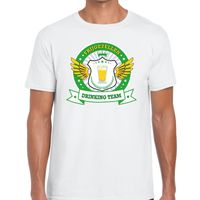 Wit vrijgezellenfeest drinking team t-shirt groen geel heren - thumbnail