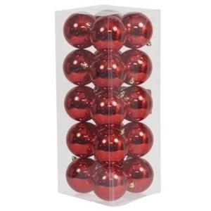 Kerstballen - 20x st - rood - D8 cm - kunststof - glans - kerstversiering