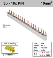 SEP Verdeelkam 3f pin 18 mod 18mm grijs P03018G00