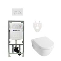 Villeroy & Boch Subway 2.0 DirectFlush Toiletset - geberit reservoir - softclose - bedieningsplaat sigma20 - wit 0701131/ga26028/sw53743/SW729014/SW729113 - thumbnail