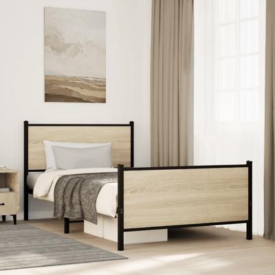 Bedframe zonder matras metaal sonoma eikenkleurig 107x203 cm