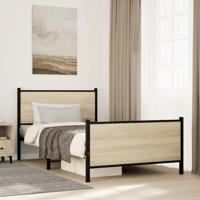 Bedframe zonder matras metaal sonoma eikenkleurig 107x203 cm