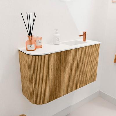 Toiletmeubel Mondiaz Joya | 71.6 cm | Meubelkleur Oak | Faye wastafel Talc Rechts | 1 kraangat Toiletmeubel Mondiaz Joya | 71.6 cm | Meubelkleur Oak | Faye wastafel Talc Rechts | 1 kraangat