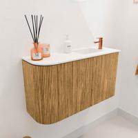 Toiletmeubel Mondiaz Joya | 71.6 cm | Meubelkleur Oak | Faye wastafel Talc Rechts | 1 kraangat Toiletmeubel Mondiaz Joya | 71.6 cm | Meubelkleur Oak | Faye wastafel Talc Rechts | 1 kraangat