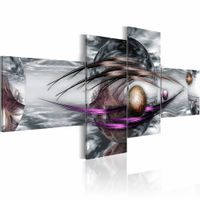 Schilderij - Platinum planeet , paars grijs , 4 luik
