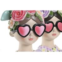 Decoratieve figuren Home ESPRIT Blauw Roze Vrouw 14,5 X 10,5 X 20 CM (2 Stuks)