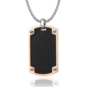 Tom Jaxon Dogtag kettinghanger Edelstaal Carbon Rosegoud Zwart