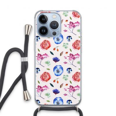 Bloemetjes: iPhone 13 Pro Transparant Hoesje met koord