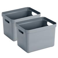 Sunware Opbergbox Sigma - 8x - kunststof - blauw/grijs - 18 liter - Opbergbakken/opbergers