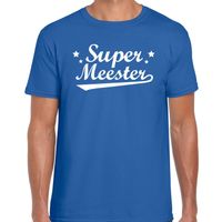 Super meester cadeau t-shirt blauw heren