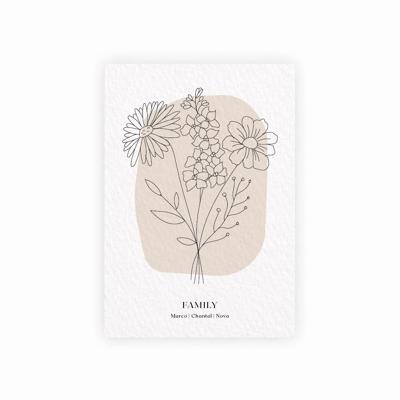 Gepersonaliseerde poster met geboortebloem boeket