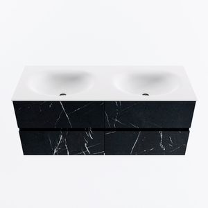 MONDIAZ VICA 120cm badmeubel onderkast Marquina 4 lades. Wastafel MOON dubbel 2 kraangaten, kleur Talc.