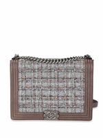 CHANEL Pre-Owned grand sac porté épaule Boy Chanel en tweed - Marron - thumbnail