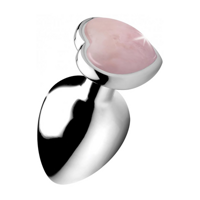 XR Brands Rose Quartz Heart - Butt Plug - Large - thumbnail