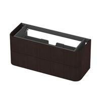 INK - Afgeronde Onderkast Fineer 2 Laden Softclose met Gefreesd Front Tbv Grepen - 1200x450x520 Mm - Dark Veneer