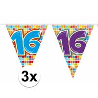 3x  Mini vlaggetjeslijn slingers verjaardag  versiering 16 jaar   -