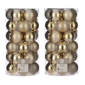 60x Kunststof kerstballen goud 6 cm