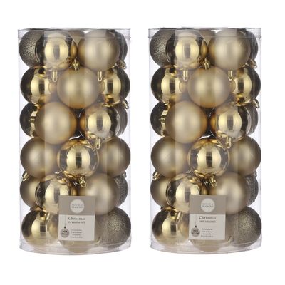 60x Kunststof kerstballen goud 6 cm