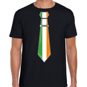 Bellatio Decorations Verkleed shirt voor heren - stropdas Ierland - zwart - supporter - themafeest 2XL  -