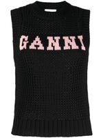 GANNI débardeur à logo intarsia - Noir