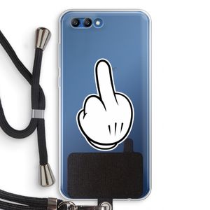 Middle finger white: Honor 10 Transparant Hoesje met koord
