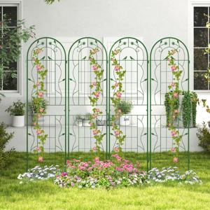 Metalen Hekwerk Set van 4 Decoratieve Tuinhek Hekwerk voor in de Tuin om te Steken Klimlatwerk voor Klimplanten Bloemen 180 x 50 cm