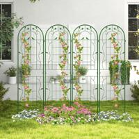 Metalen Hekwerk Set van 4 Decoratieve Tuinhek Hekwerk voor in de Tuin om te Steken Klimlatwerk voor Klimplanten Bloemen 180 x 50 cm