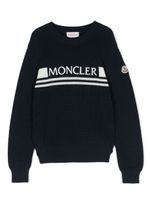 Moncler Enfant pull à logo brodé - Bleu