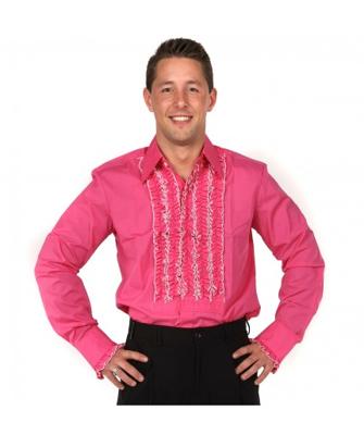 Ruffles Shirt Dark Pink with White Ruffles-XXL | 29% korting Ruffles Shirt Dark Pink with White Ruffles-XXL | 29% korting