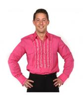 Ruffles Shirt Dark Pink with White Ruffles-XXL | 29% korting