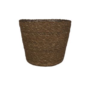 Plantenpot/bloempot van jute/zeegras diameter 22 cm en hoogte 19 cm camel bruin