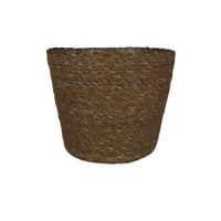 Plantenpot/bloempot van jute/zeegras diameter 22 cm en hoogte 19 cm camel bruin - thumbnail