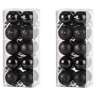 Cosy & Trendy Kerstballen mini - 40x - zwart - D3 cm - kunststof - kerstversiering