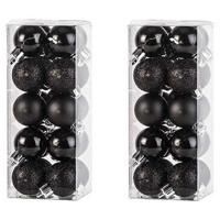 Cosy & Trendy Kerstballen mini - 40x - zwart - D3 cm - kunststof - kerstversiering