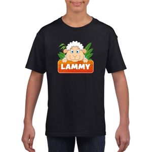 T-shirt zwart voor kinderen met Lammy het schaapje