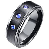 Wolfraam heren ring mat zwart Tanzanite Blue