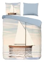 Good Morning Dekbedovertrek "maritiem/ zeilboot" - Blauw - (200x200/220 cm) - Katoen