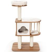 Kattenboom Houten Kattentoren met Platform Krabpalen en Wasbare Kussens Kat Huisje voor Poesjes en Katten 68 x 48 x 117 cm