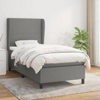 Boxspring met matras stof donkergrijs 100x200 cm