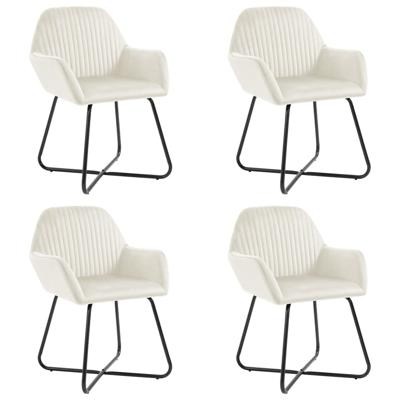 Eetkamerstoelen 4 st fluweel crèmekleurig