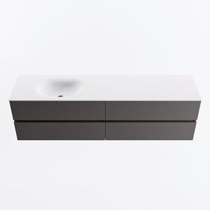 MONDIAZ VICA 180cm badmeubel onderkast Dark Grey 4 lades. Wastafel MOON links zonder kraangat, kleur Talc.