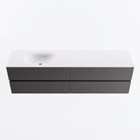 MONDIAZ VICA 180cm badmeubel onderkast Dark Grey 4 lades. Wastafel MOON links zonder kraangat, kleur Talc.